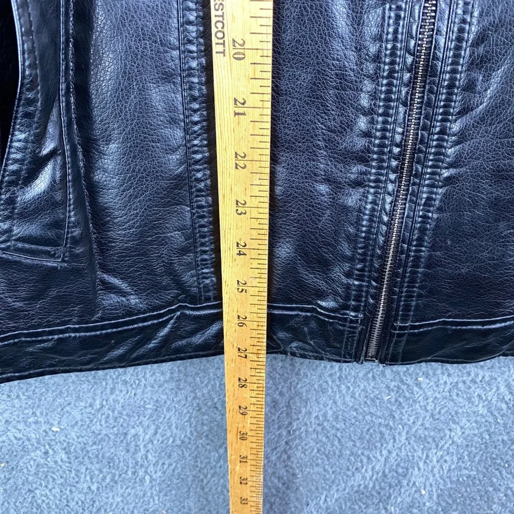 Levis Mens Black Faux Leather Hooded Trucker Jacket Large Full Zip‎ - Picture 5 of 8